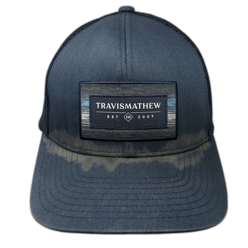 TravisMathew Baseball Cap Blue XL Mesh Back Flexfit Logo Patch Structured Hat